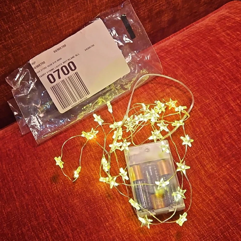 Free People Starry String Lights Mini White 7' Copper Wire With 3 Batteries NWOT